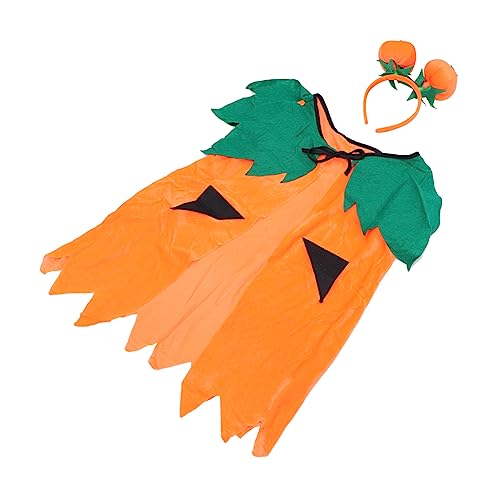 VALICLUD 1 Satz 2St Kürbis-Umhang Halloweenkostüm kleinkind kostüm Outfits Halloween-Cosplay-Zubehör halloween umhang halloween costume Kürbis Schal Kürbis Haarband Stoff Orange von VALICLUD