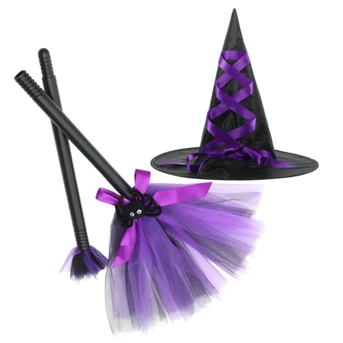 VALICLUD 1 Satz Besen Hexenhut Halloween- - Halloween-hexenkostüm Dekorativer Hexenhut Fliegender Besen Der Hexen-cosplay-besen Halloween Hängender Anhänger Plastik Violett von VALICLUD