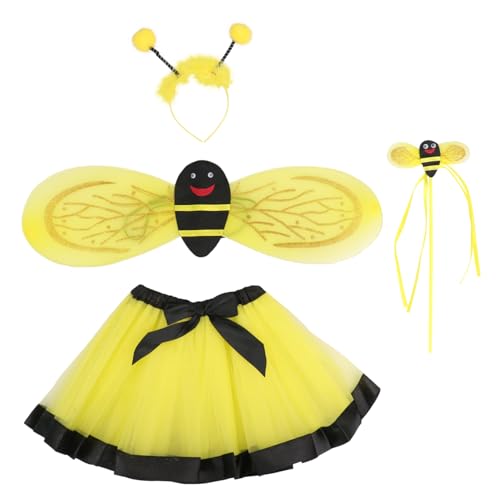 VALICLUD 1 Satz Biene 4er-Set bopp antennenkopfband Kinderkleid Stirnband für Kinder schönes Bienenkostüm verkleidung kinder kinderkostüme Kinderanzug Cosplay-Kostüm Siebdruck Yellow von VALICLUD