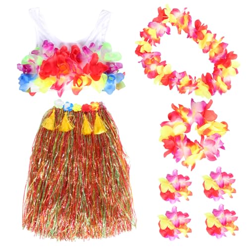 VALICLUD 1 Satz Bunter Grasrockanzug Hawaiianisches Partykleid Hawaiianisches Kostüm Hula-tanz-girlande Hawaiianisches Hula-kostüm Luau Partyrock Tropische Girlande Yellow Kunststofffaser von VALICLUD