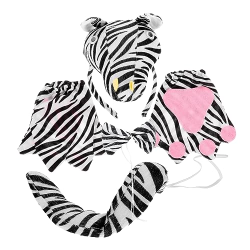 VALICLUD 1 Satz Halloween-Zebra-Stirnband Zebra-Stirnbänder für Frauen Zebra-Ohr-Stirnband tierhaarreifen tierhandschuhe Zebra-Kostümset Kleider Zebraschwänze Zebraschwanz und Ohren Stoff von VALICLUD