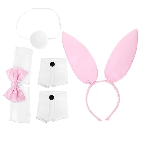 VALICLUD 1 Satz Hasenohr Stirnband Hase Cosplay-Requisite Plüsch Hut mit Hasenohren pelzige Anzüge faschingskostüme fasnachtskostüme Choker- Cosplay-Zubehör Satin Rosa von VALICLUD