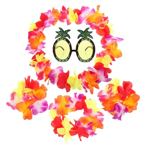 VALICLUD 1 Satz Hawaiianische Lei Tropisches Stirnband Blumenarmband Hawaiianische Partyartikel Party-armband Hawaii-sonnenbrille Luau-stirnband Luau-partyzubehör Luau-partygirlande Tuch von VALICLUD