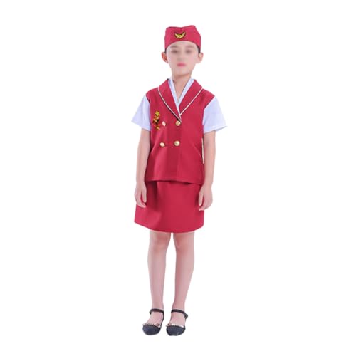 VALICLUD 1 Satz Kinder Cosplay Stewardess Halloween-kostüme Für Mädchen Stewardess-kostüm Für Kinder Flugbegleiterin Kostüm Für Mädchen Flugbegleiter Kostüm Für Kinder Performance-kleidung von VALICLUD