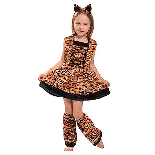 VALICLUD 1 Satz Kinderkostüm Mädchen Nachtwäsche Kinderkleidung für Mädchen Kinder Cosplay Partykleid Tiger Verkleidung Kinder Kostüm für Rollenspiele Performance-Kleidung Brown von VALICLUD