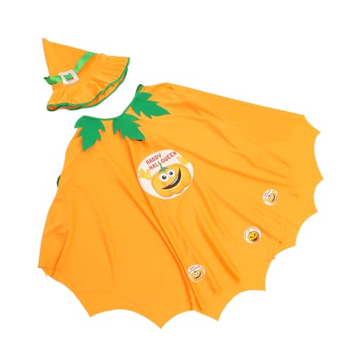 VALICLUD 1 Satz Kürbis Cape Für Halloween-cosplay-kostüm Kinderkleidung Kürbis-umhang Kinderkostüm Dekorationen Kinderhaube Kürbismantel Für Kostüme Sensenmann Orange Gestrick von VALICLUD