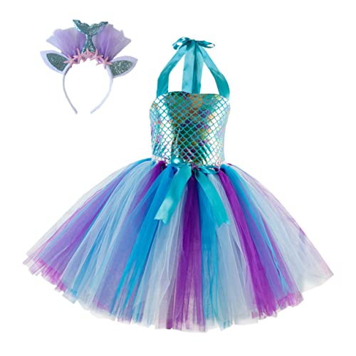 VALICLUD 1 Satz Mesh-Rock kinderkleider kinderkleidung geburtstagszig meerjungfrauen mitgebsel Mädchen Meerjungfrauenkleid Ballkleider für Mädchen Cosplay-Kleid Kinderrock Gittergewebe Blue von VALICLUD