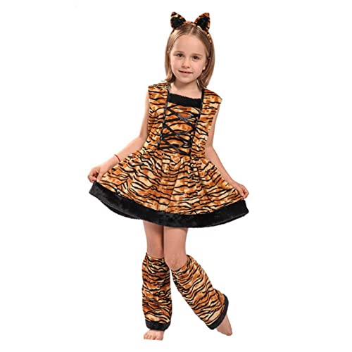 VALICLUD 1 Satz Performance-Kleidung Tiger Verkleidung Kinder Mädchen Nachtwäsche Kinder Cosplay Partykleid Mädchen verkleiden sich Kostüm für Rollenspiele Tiger-Cosplay-Kostüm Brown von VALICLUD