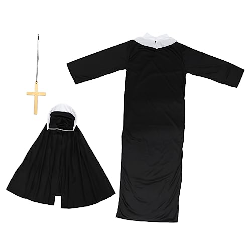 VALICLUD 1 Satz Priesterkostüm Für Erwachsene Nonnen-rollenspielkostüm Unter Schwarzes Nonnenkleid Heimwerken Priester Kostüm Aufblasbares Kostüm Cosplay Ausfallen Halloween Black Polyester von VALICLUD