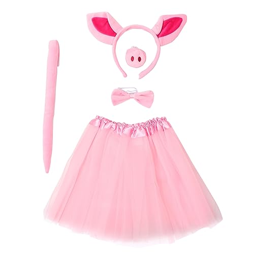 VALICLUD 1 Satz Schweine Kostüme Schweineohren Kostüm Schweinekostüm Für Mädchen Halloween- -kostüm Babykostüm Outfit Schweineohren Stirnband Schweinchenkostüm Für Kinder Stoff Rosa von VALICLUD