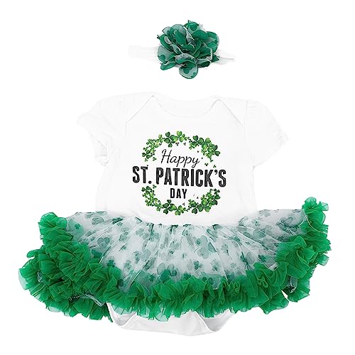 VALICLUD 1 Satz -Stramplerkleid stirnband set klamotten tutu rock Early years clothing babyklamotten -Kit Ballettröckchen Mädchen grünes Tutu st. Patricks-Day-Tutu Gittergewebe von VALICLUD