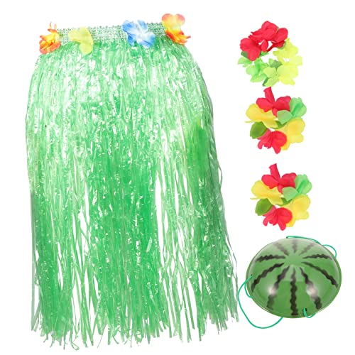 VALICLUD 1 Satz Strohrock-Set mottoparty hawaii summerdress hawaiianische Accessoires Graßrock Maskenkleid Hawaii-Kleid hawaiianische Partydeko hawaiianisches Blumenarmband Plastik Green von VALICLUD