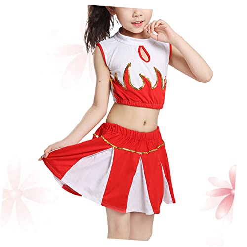 VALICLUD 1 Satz Tanzende Kleidung Cheerleader-outfits Für Die Kinderschule Performance-kleidung Cheerleader-halloween-kostüm High-school-cheerleader-outfit Tanzendes Kostüm Tanzkostüm Rot von VALICLUD