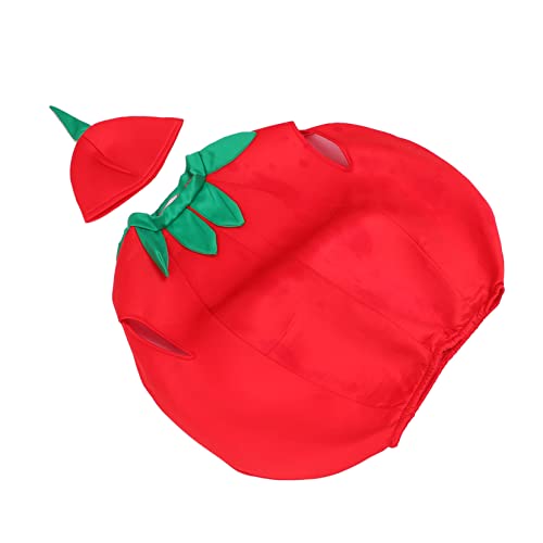 VALICLUD 1 Satz Tomate Kinderkleidung Kleinkindermützen Kostüm Hut Gemüse-Kostüm-Kit hallowennkostüme kinder faschingskostüme kinder Unisex-Anziehrequisiten Tomaten-Cosplay-Kleid Tuch rot von VALICLUD