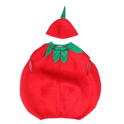 VALICLUD 1 Satz Tomate Kinderkleidung Kostümparty Kostüme Obst-gemüse-kostüm-kit Für Kinder Jesus-hüte Unisex-anziehrequisiten Kostüm Verkleiden Bühnenkostüm Kinderkostüme Vestidos Rot Tuch von VALICLUD