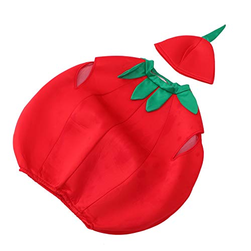 VALICLUD 1 Satz Tomate Kinderkleidung Tomatenkostüm Spitze Rand Kostüme Mini kinderkleider kleidung -Outfit Unisex-Anziehrequisiten Obst-Gemüse-Kostüm-Kit für Tuch rot von VALICLUD