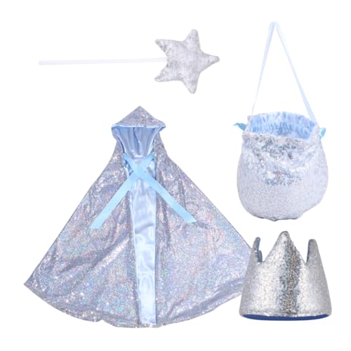 VALICLUD 1 Satz Umhang-Set das Blitzkostüm Kinderkleidung Weihnachtsumhang weihnachtsfeier kleidung Kinderanzüge fairy wand halloween umhang für kinder Mantel Weihnachtskostüm Nylon Silver von VALICLUD