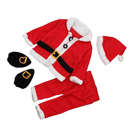 VALICLUD 1 Satz Weihnachtsmantel Wintermäntel Outfits Für Neugeborene Jungen Babykostüme -outfits Winterplüsch Tops -weihnachtsmütze -weihnachtsmann-hose Rot Plüschstoffe von VALICLUD