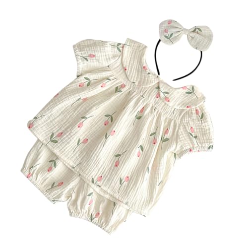 VALICLUD Neugeborenen Baby Mädchen Kleidung Set 73cm Druck Kurzarm Elastische Hosen Baby Mädchen Outfits von VALICLUD