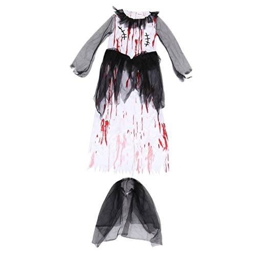 VALICLUD 1 Set 2 Stück Kleines Mädchen Geisterbraut Kleid Kostüme Bekleidung Outfits Dunkle Braut Abendkleid Cosplay Kleid Performance Kleidung Brautkostüm Halloween Cosplay von VALICLUD