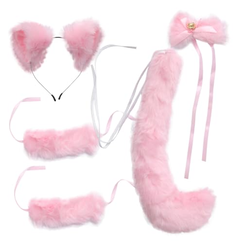 VALICLUD 1 Set 5 Stück Fuchsohren Anzug Kostüme Plüsch Fuchs Zubehör Stirnbänder für Ohren Stirnband Tier Dress Up Kostüme Plüsch Tiere Kostüm Zubehör Stoff Rosa von VALICLUD