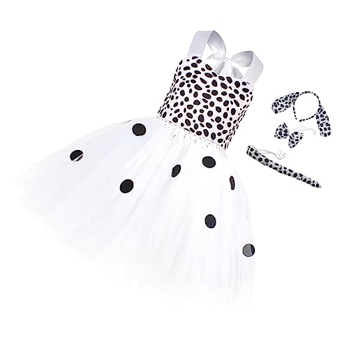 VALICLUD 1 Set Dalmatiner Prinzessin Kleid Welpen Set Dalmatiner Kostüm Set Kinderkoffer Mädchen Dalmatiner Kostüm Halloween Kostüme Tier Kleinkind Mädchenkleid Mit Stirnband von VALICLUD