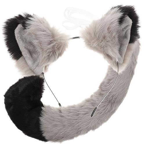 VALICLUD 1 Set Fuchsohren Stirnband Plüsch Füchse Kostüm Zubehör Plüschtier Schwanz Cosplay Kostüm Tier Cosplay Stirnband Faux Kostüm Schwanz Furry Cosplay Kostüm Party Requisiten von VALICLUD