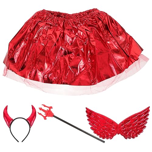 VALICLUD 1 Set Halloween Flügel Hörner Kopfschmuck Netzrock Horn Stirnband Halloween Teufel Dekor Kostüm Halloween Teufel Kostüm Teufel Stirnband Cosplay Prop Teufel Horn Dekor von VALICLUD