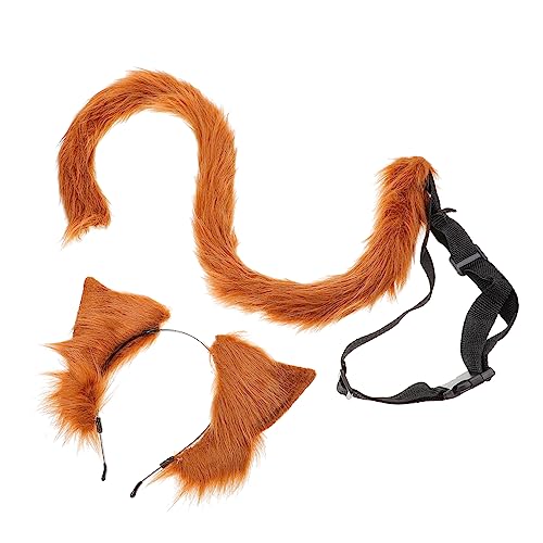 VALICLUD 1 Set Katzenohren Tierschwanz Stirnband Plüsch Fuchs Make up Haar Stirnbänder Cosplay Zubehör Plüsch Pelzstirnband Fuchs Cosplay Zubehör Rollenspiel Kostüm Fuchs Haarreifen Fursuits Stoff von VALICLUD