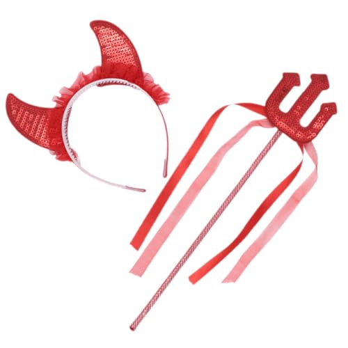 VALICLUD 1 Set Zuckerrohr Stirnband Set Make Up Stirnband Mädchen Stirnbänder Pailletten Horn Stirnband Hörner Stirnband Für Cosplay Teufelskostüm Für Kleine Mädchen Teufelshörner von VALICLUD