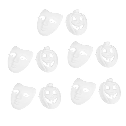 VALICLUD 10 Stück DIY Zellstoffmasken blanko Maske Halloween Blank Halloween Japandi Dekor Tanzparty Masken Party Maske Dekor Halloween Kostüm Einfarbig Masken DIY Kürbis Papier Weiß von VALICLUD