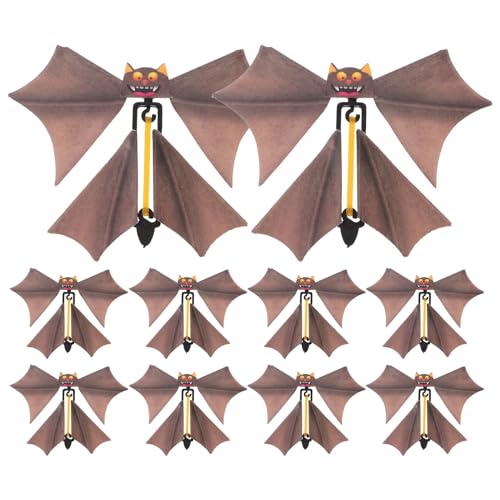 VALICLUD 10 Stück Weihnachten Aufziehspielzeug Kreative Fledermaus Spielzeug Neuheit Fliegen Halloween Fledermaus Requisiten Halloween Streich Witz Spielzeug Kinder, 14.50X11.00X0.50CM von VALICLUD