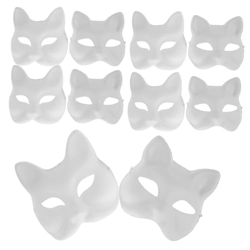 VALICLUD 10St handbemalte Maske Fuchs leere Maske Therische Maske leere -Maske Wolfsmaske halloween maske masken für karneval Tierzeichnungsmasken bemalbare Fuchsmaske Plastik Weiß von VALICLUD