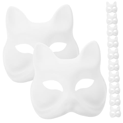 VALICLUD 12 Stück Handbemalte Zellstoffmasken Handgemalte Masken Leere DIY Masken DIY Masken Für Cosplay Partys Maskeradezubehör Maskenmasken Weiße Tiermasken Für Kinder Leere von VALICLUD