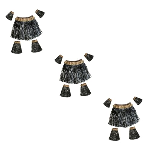 VALICLUD 15 Stk Hawaiischer Rock Kostüme hawaiianische kleider für kinder Hula-Gras-Rock Hawaii-Hula-Rock Hawaii-Outfits caakg hawaii outfit Hawaiirock für Erwachsene Hawaii-Grasrock Black von VALICLUD