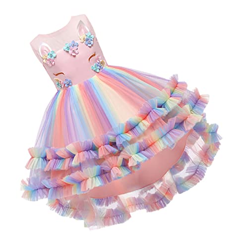 VALICLUD 1Stk Ballettröckchen paillettenkleid kinder tutu blumenmädchenkleid Kinder Geburtstagskleid Kinderkostüm Mädchen Kleider Blasenrock Hochzeitskleid für Kinder Baumwolle Rosa von VALICLUD