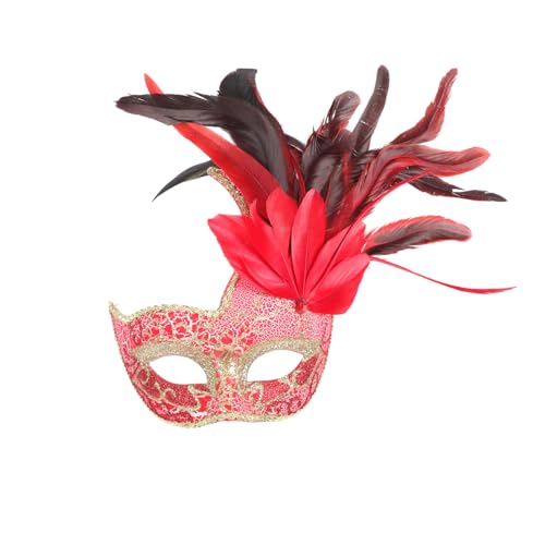 VALICLUD 1Stk Feder-Party-Maske Halloween karneval gesichtsbedeckung zarte Maske maskerade auge hallowen masks mundschutzmasken Maskenverzierung Performance- -Requisite Plastik rot von VALICLUD