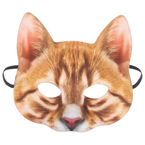 VALICLUD 1stk Cosplay-gesichtskatzenmaske Katzenmaske Mit Halben Augen Halbe Katze Katzenmaske Selber Machen Halloween -katzenkostüm Maskerade Tiermaske Masken Masken Maske Katze Orange von VALICLUD