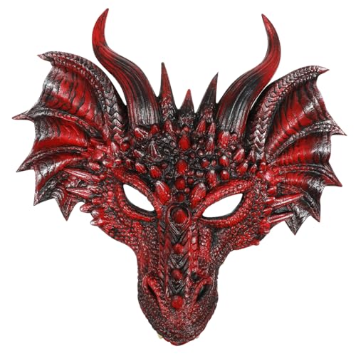 VALICLUD 1stk Schwarze Rote Drachenmaske Drachenkopf Aufblasbares Kostüm Drachen Kostüm Horrormasken Cosplay-masken Halloween Drachen Halb Tierische Maske Kreatur-maske Cosplay-drache Pu von VALICLUD