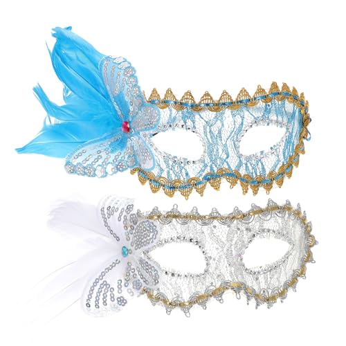 VALICLUD 2 Stück Tanzmaske Venezianische Partymasken Halloween Masken Für Erwachsene Für Frauen Hochzeitsmasken Halbe Retro Masken Mädchen Aus Kunststoff von VALICLUD