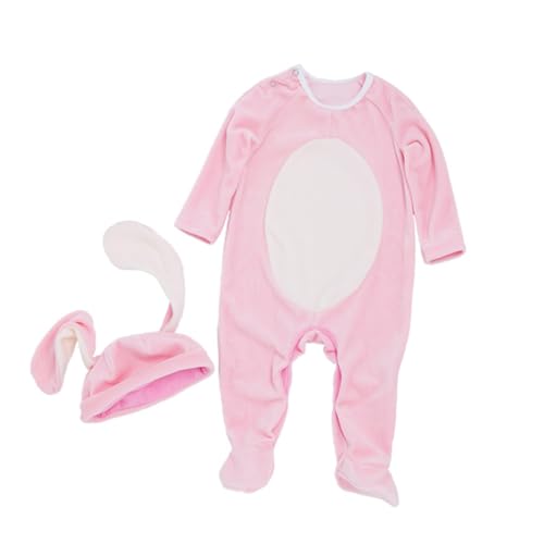 VALICLUD 2 Teiliges Hasenohren Kostüm Für Babys Langärmeliger Overall Mit Passender Kappe Rosa Größe 59 Für 0 3 Monate Perfekt Für Weihnachten Und Besondere Anlässe von VALICLUD