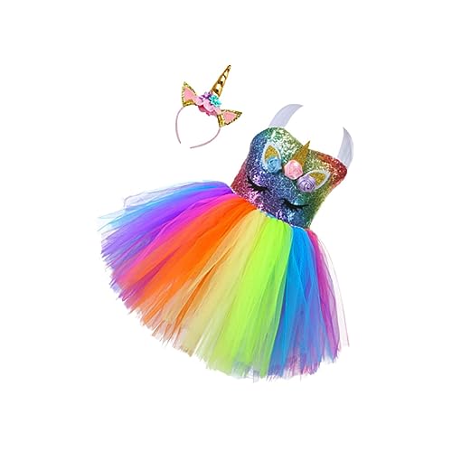 VALICLUD 2-teiliges Set Gazerock Für Mädchen Einhorn-party-stirnband Röcke Für Mädchen Einhorn-tutu-kleid Mädchen Stirnband Mädchen Anzug Ausgefallener Tutu-rock Kinderrock Kinder-kits von VALICLUD