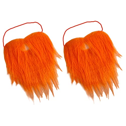 VALICLUD 2St Abschlussballparty Bart Bartwachstumsset realistischer falscher Bart Bartbürste Bart Trimmer Fake Beard Fake Schnurrbart kreativer Mann Schnurrbart Cosplay-Bart Flanell Orange von VALICLUD