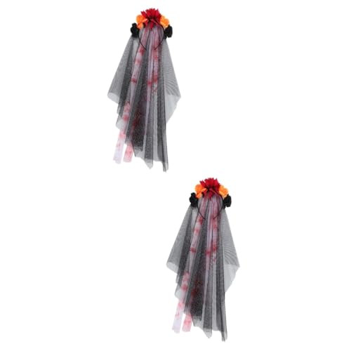 VALICLUD 2St Blumenschleier-Stirnband halloween haarschmuck halloween kopfschmuck Gothic Kopfschmuck für Halloween Halloween-Haar-Accessoire mädchen stirnbänder karneval haarband Seide von VALICLUD