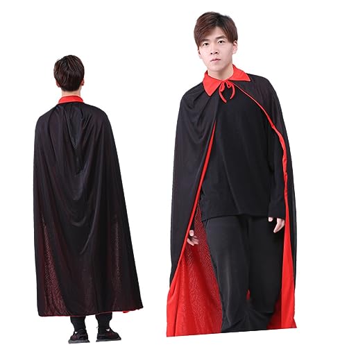 VALICLUD 2er Set Halloween Umhang Für Erwachsene Unisex Kostüm Mit Langer Kapuze Schwarz Und Rot Perfekt Für Zauberer Cosplay Und Halloween Partys Inklusive Pailletten Akzenten von VALICLUD