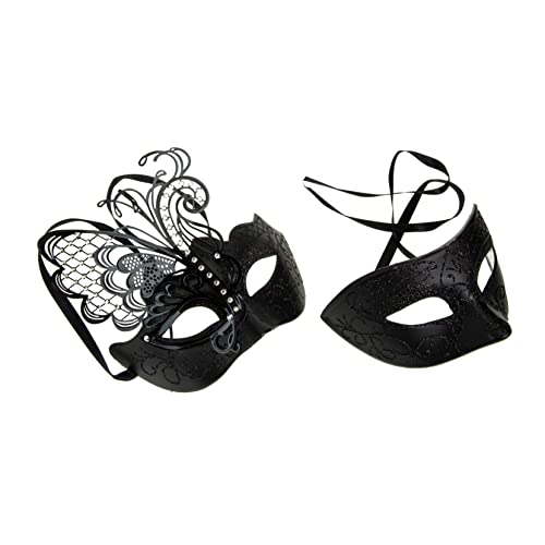 VALICLUD 2st Maskerade Maske Für Party Männer Gesichtsmaske Herren Damen Masken Karnevalsmasken Halloween-requisite Maskerade Auge Venezianische Masken Paar Outfits Luxusmasken Eisen Black von VALICLUD