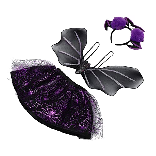 VALICLUD 3 Teiliges ädchen Fledermaus Kostü Für Halloween Kreatives Cosplay Mit Flügeln Und Accessoires Für Ideal Für Partys Und Rollenspiele von VALICLUD