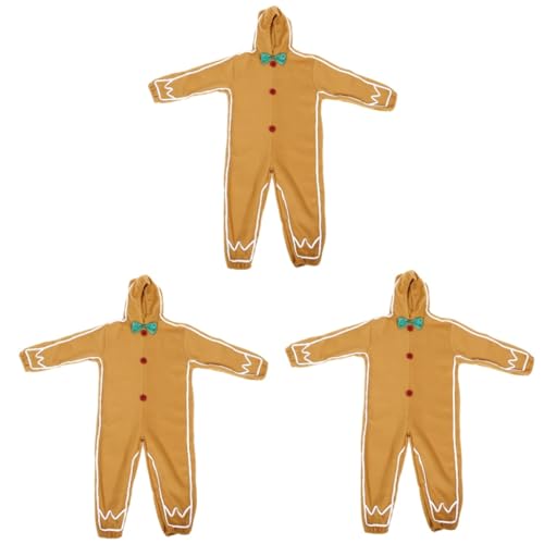 VALICLUD 3St Lebkuchenmann-Kostüm Kostümzubehör kinderkarneval Weihnachts-Performance-Kostüm Lebkuchenmann-Auftritte Weihnachtskostüm-Requisite Kindertagskostüm Polyester Light Brown von VALICLUD