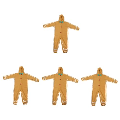 VALICLUD 4 Stück Lebkuchenmann-kostüm Weihnachten Cosplay Verkleiden Kleinkind-lebkuchen-outfit Lebkuchenoverall Weihnachtsoverall-kleidung Lebkuchenmann Kostüm Polyester Light Brown von VALICLUD