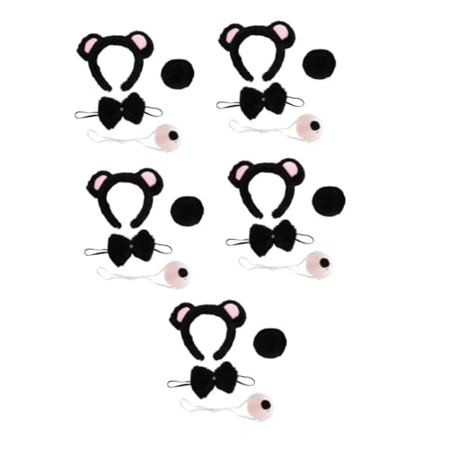 VALICLUD 5 Sätze Bärenohren-Stirnband plüsch haarband Tierischer Bärenkopfschmuck Kopfschmuck aus Plüschbär Bärenohr-Accessoire Tierisches Bärenkostüm Tierbär-Accessoire Plastik Black von VALICLUD